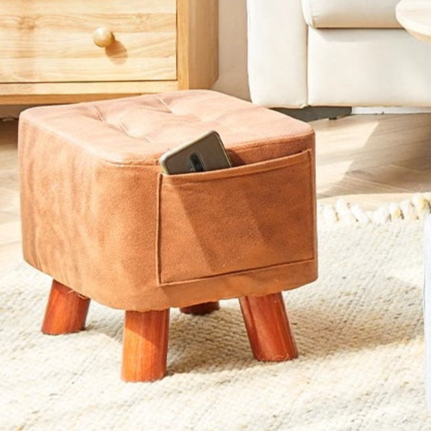 Малка масивна дървена табуретка/отоманка Fabric Lazy Bench Shoe Stool за дома Модерен дизайн за използване в кухнята и дневната