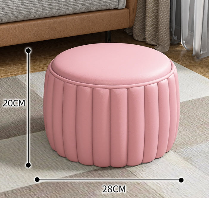 Персонализирани модерни розови кожени османи Pouf Stool Висококачествени дървени столове за крака Трапезария Външна баня Използвайте мебели за домакинството